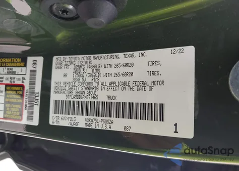 2023 Toyota Tundra Sr5 из США, поврежденный, VIN 5TFLA5DB6PX071465